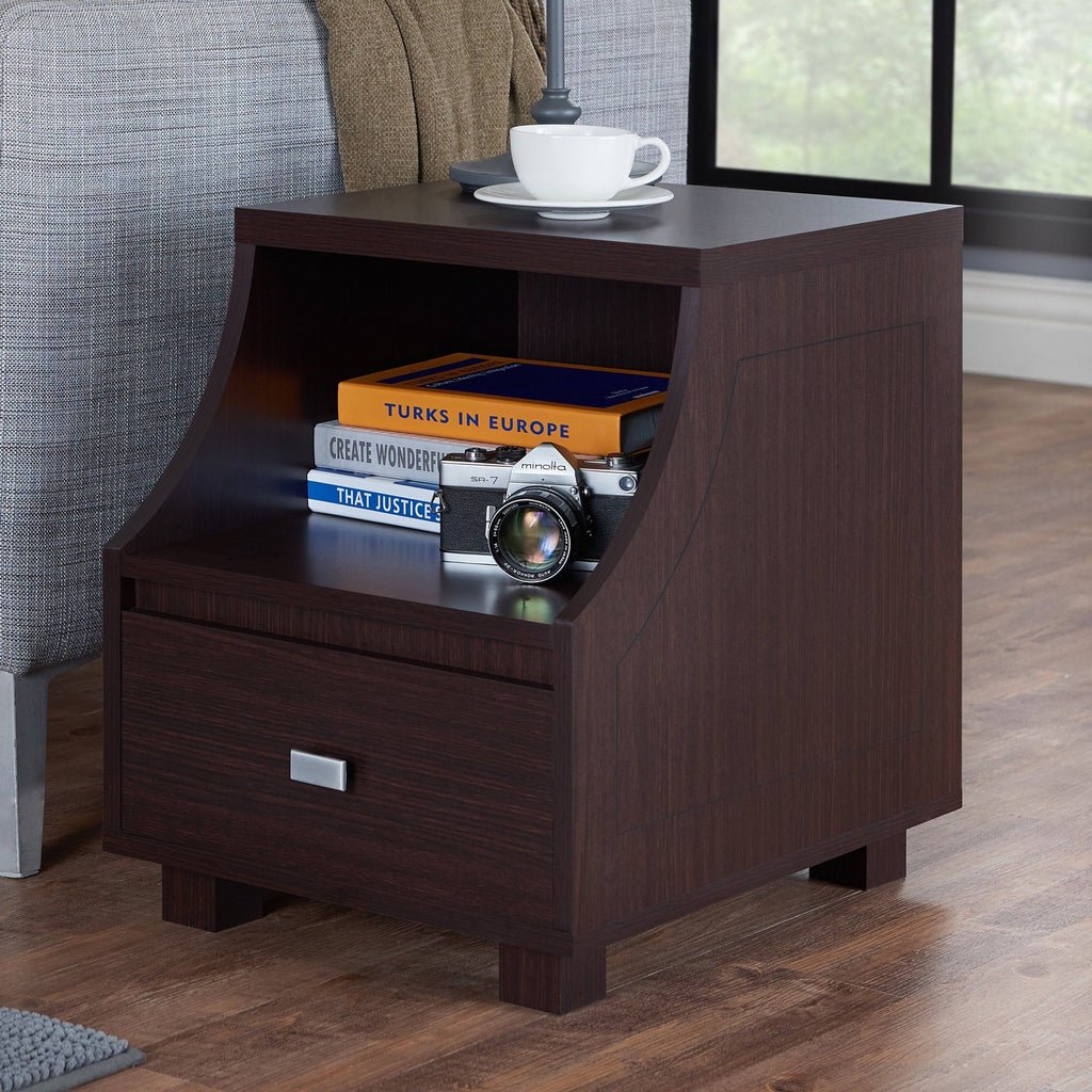 Modern Walnut 1-Drawer Storage End Table N85110