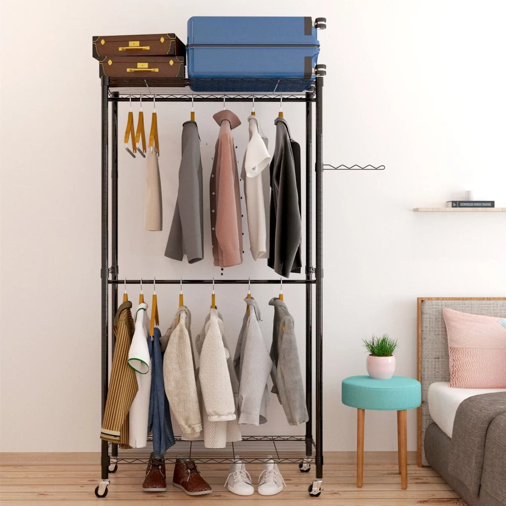 Heavy Duty Rolling Garment Rack Black J661