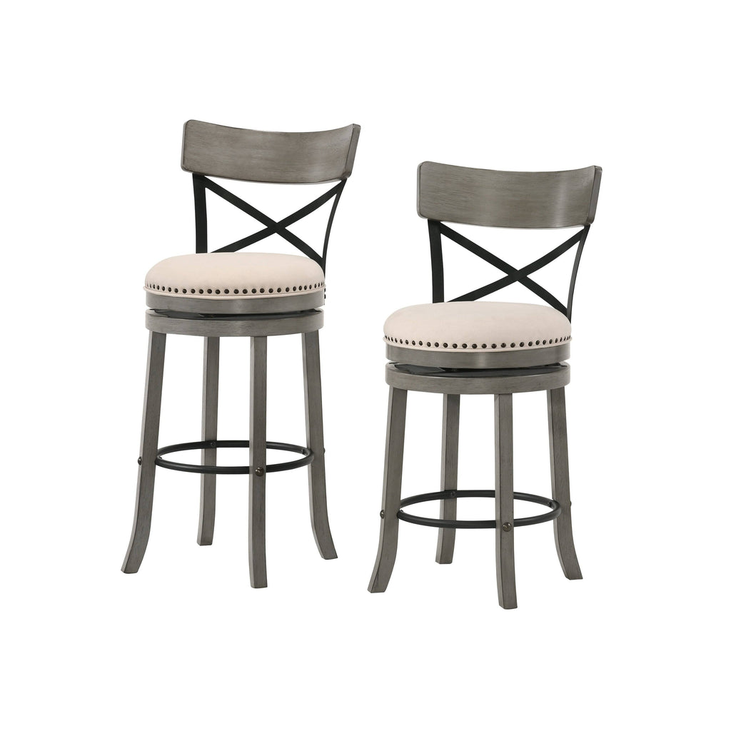 Light Grey Swivel Barstools Set of 2 P4808