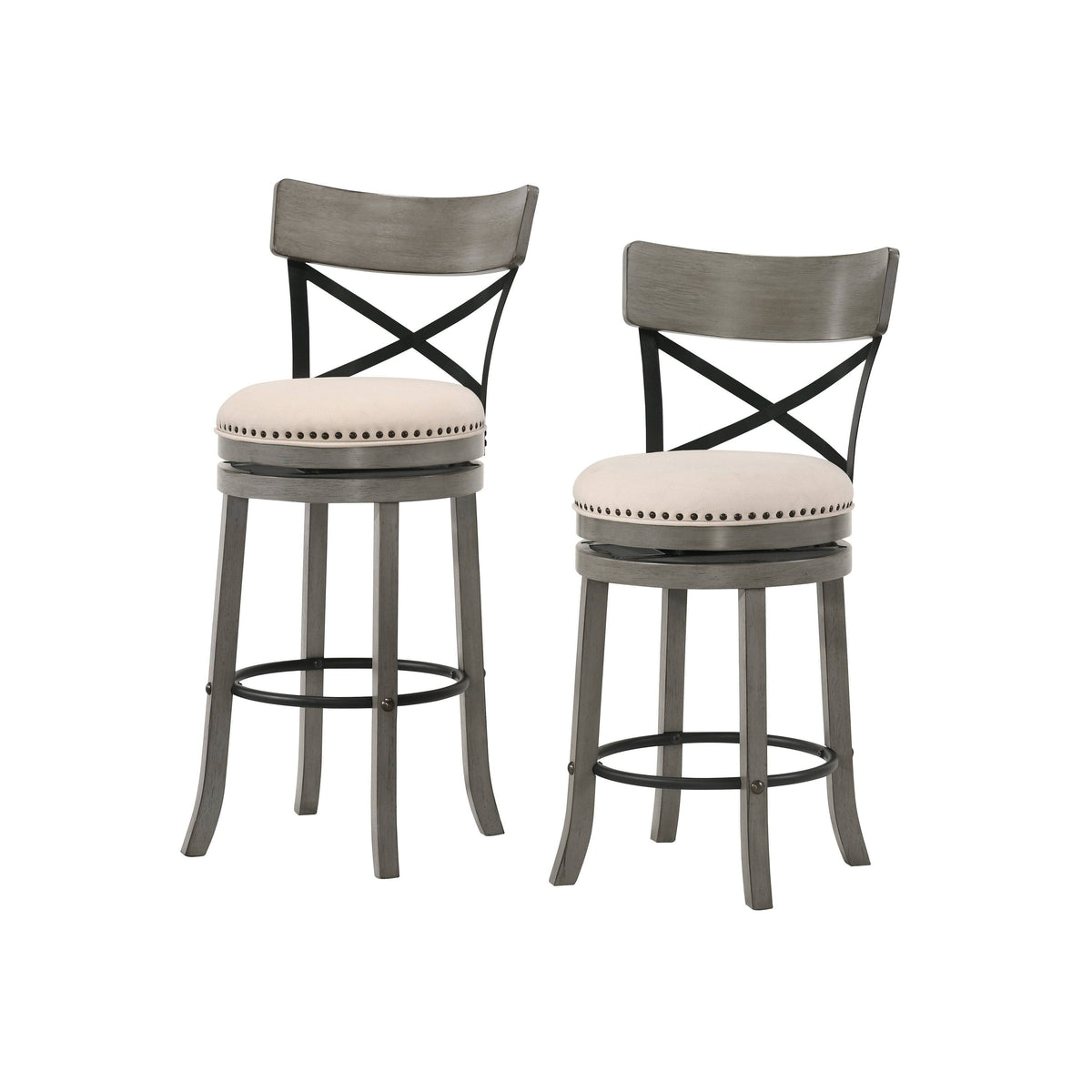Light Grey Swivel Barstools Set of 2 P4808