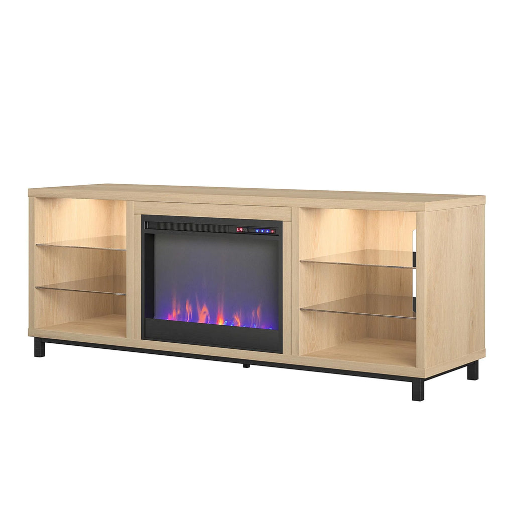 Blonde Oak Fireplace TV Stand W384