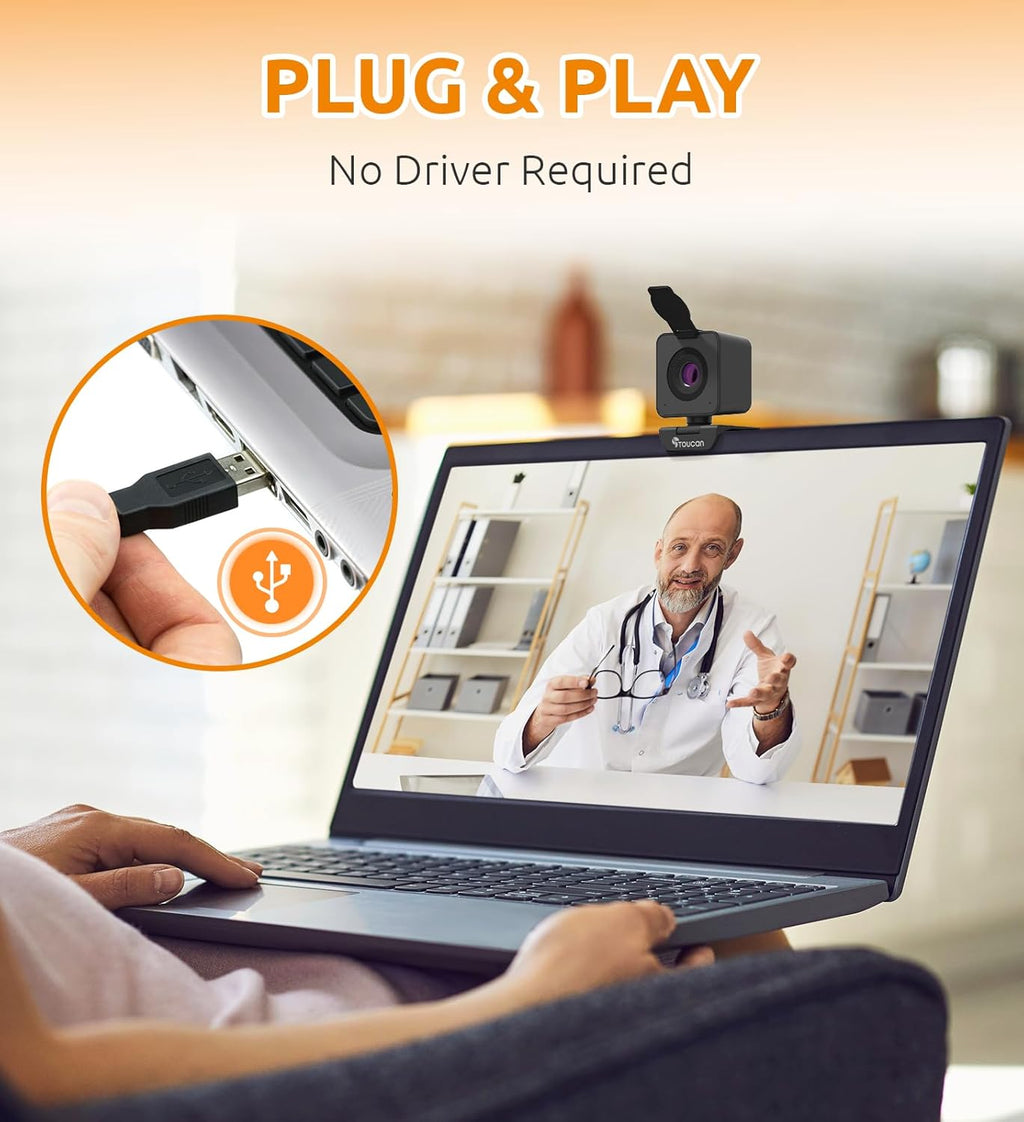 Webcam with Microphone, 115° View, USB S54006