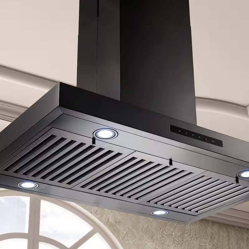 Black Stainless Steel Island Mount Range Hood G41664