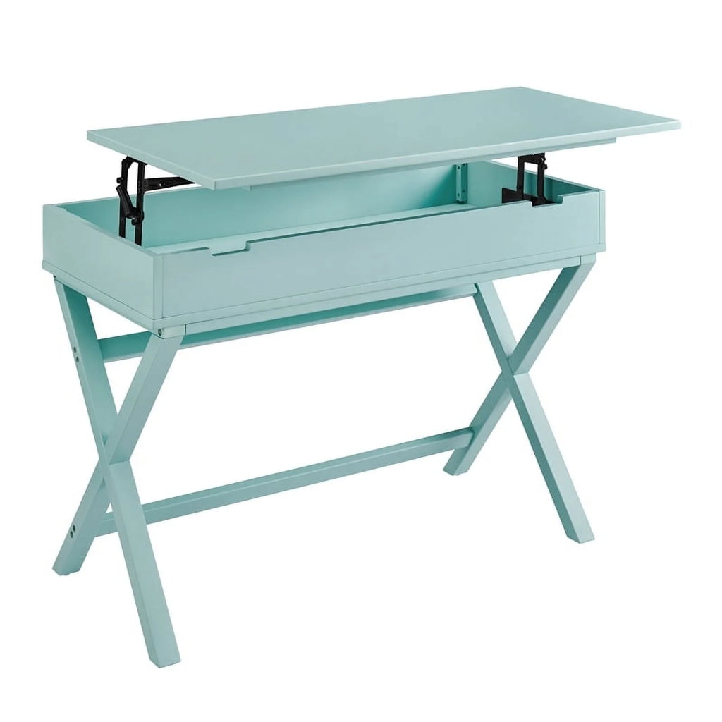 Turquoise Blue Wood Lift Top Desk U502