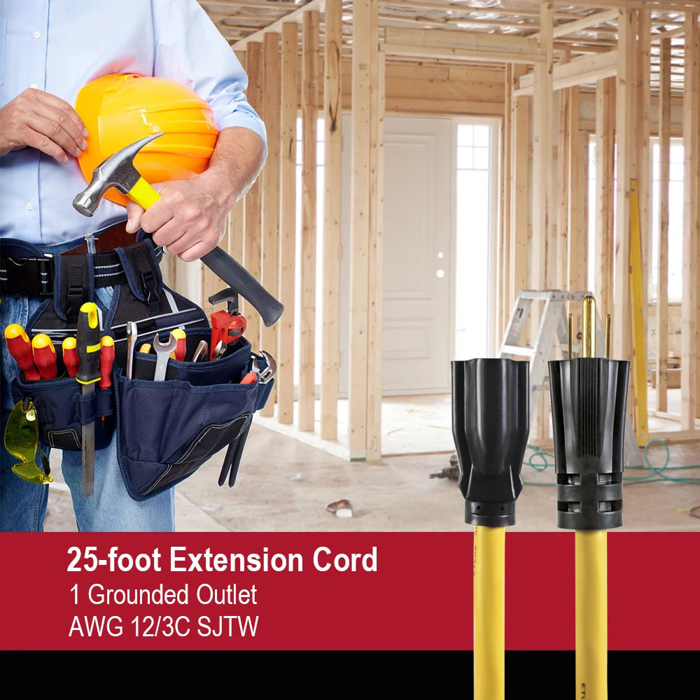25FT 12/3 Extension Cord Yellow N612