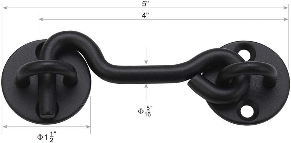 Black 4" Hook and Eye Latch, Pack of 2 O547