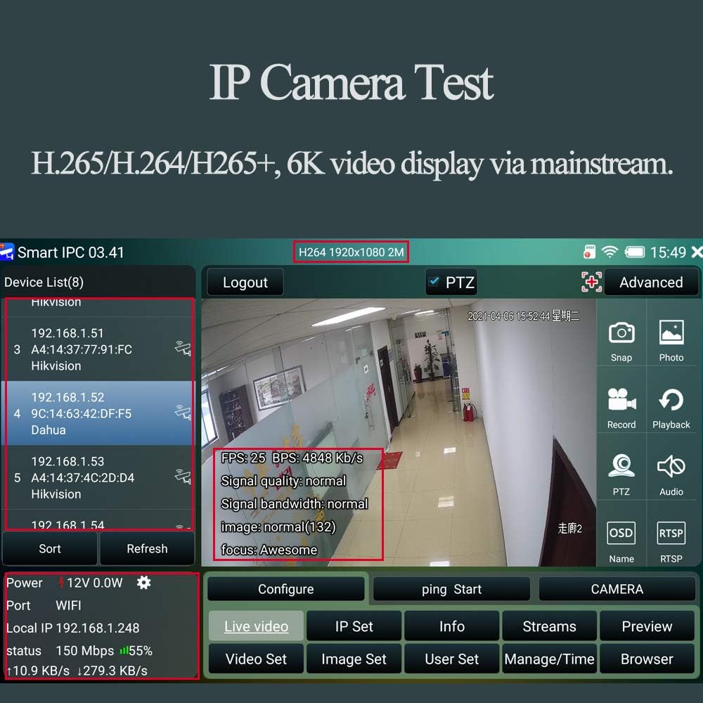 7 Inch Portable CCTV Tester with PoE HDMI WiFi Z23299