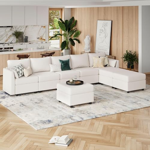 Light Grey 8 Seat U Shaped Sectional Sofa with Storage F4411