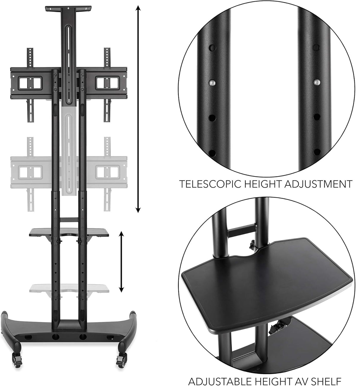 Rolling TV Cart Mobile TV Stand for 40-65 inch Flat Screen N58569