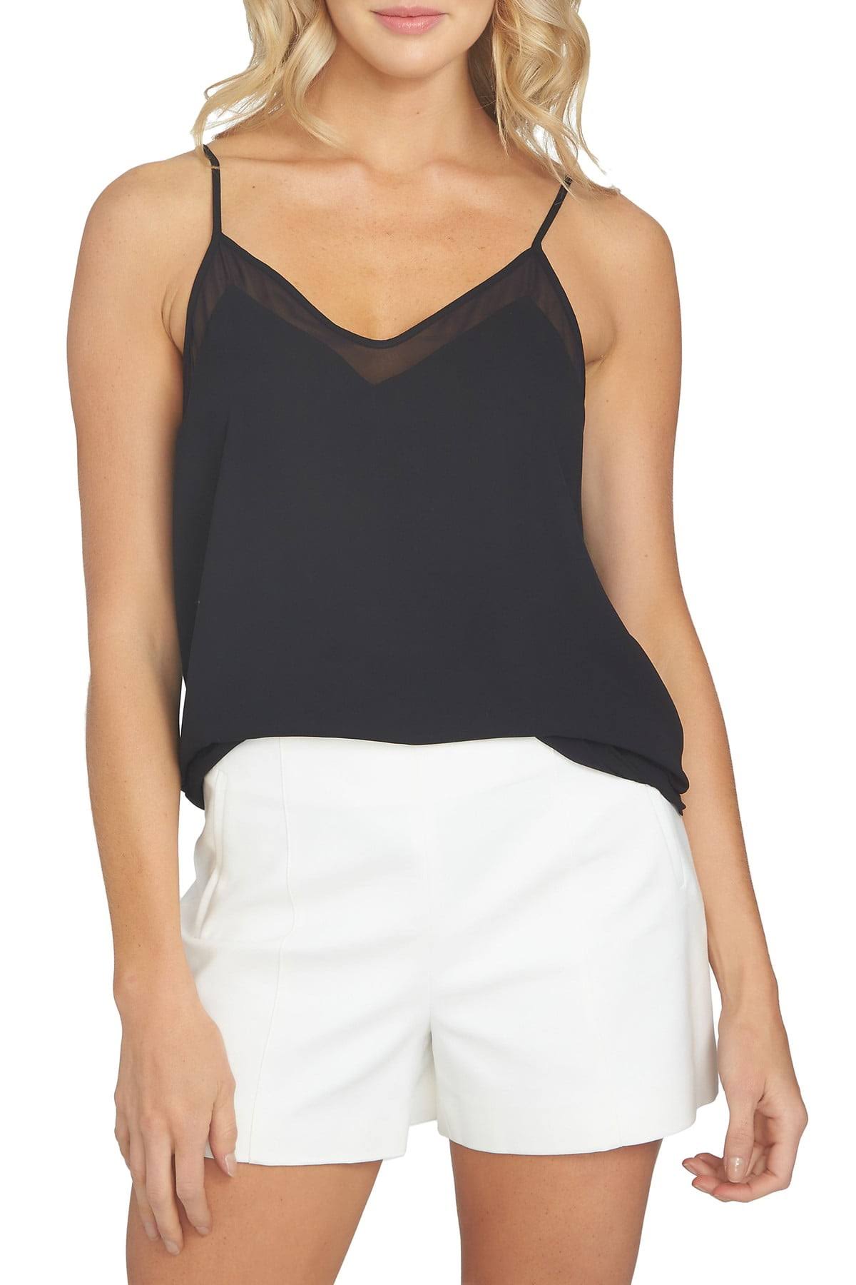 Rich Black Chiffon V Neck Camisole Top M956804