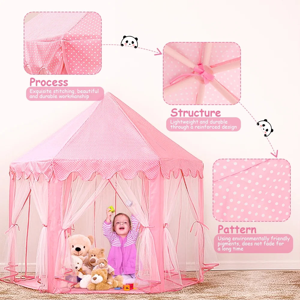 Pink Castle Play Tent with Led Lights H87397