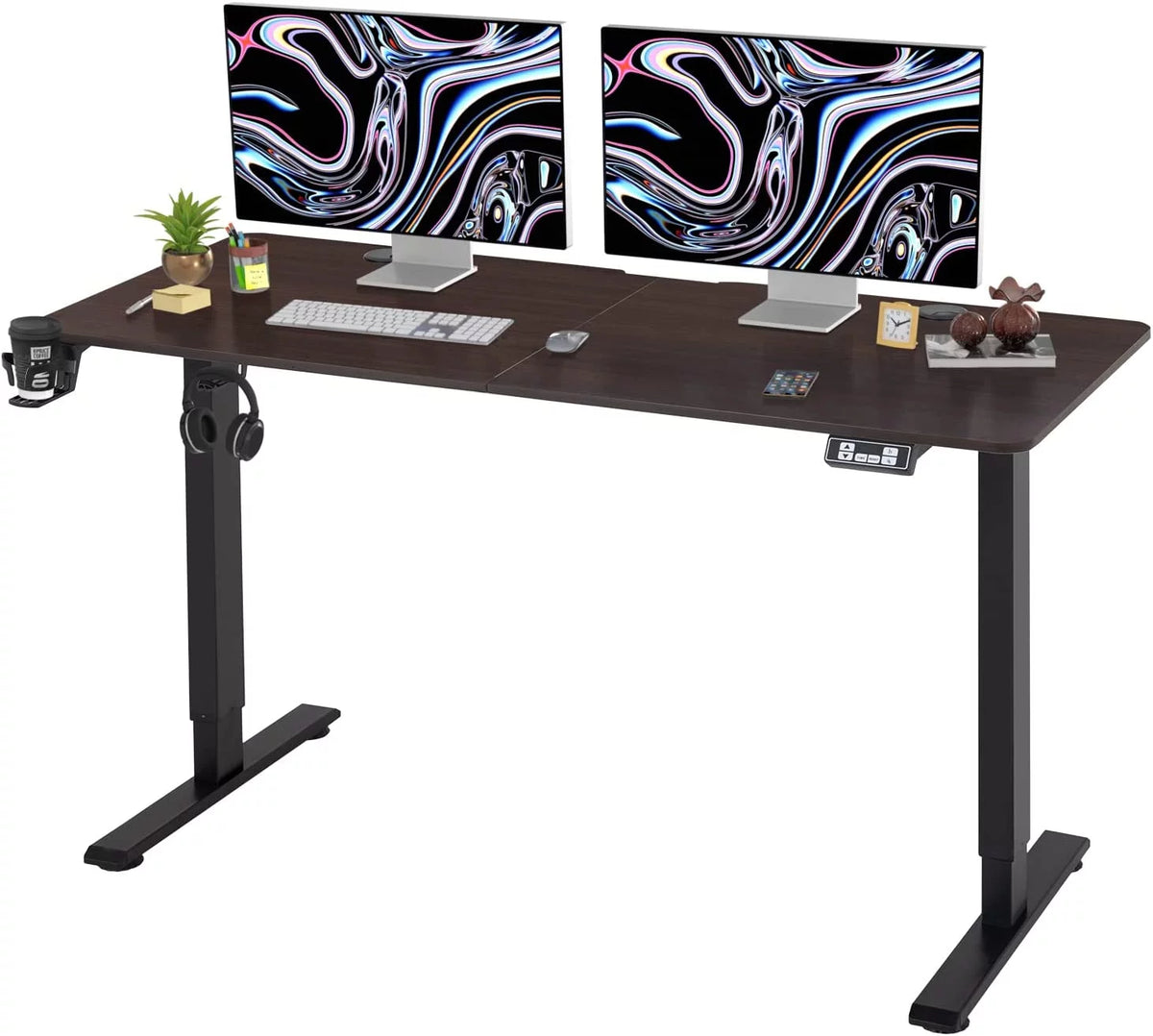 Electric Standing Desk Height Adjustable 55 inches Walnut M3949
