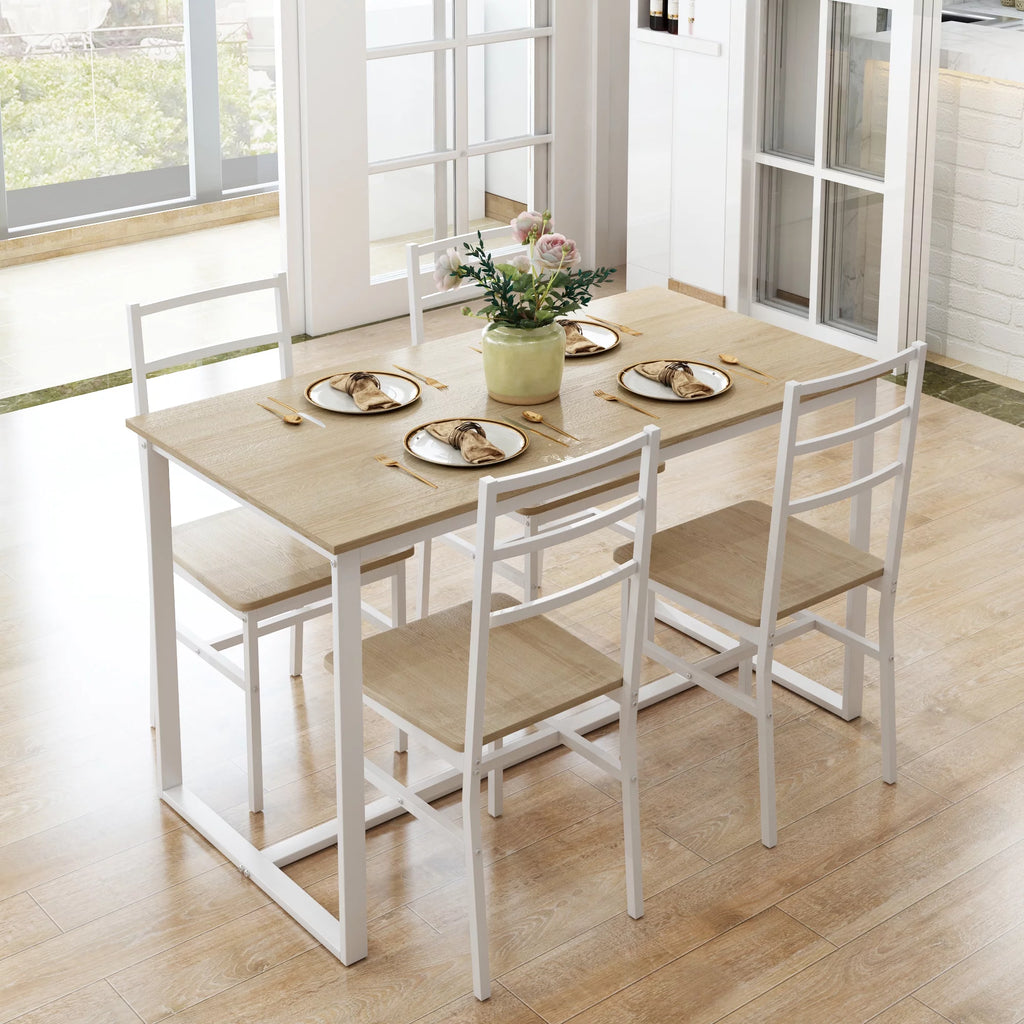 5 Piece Wooden Dining Table Set with 4 Chairs D614