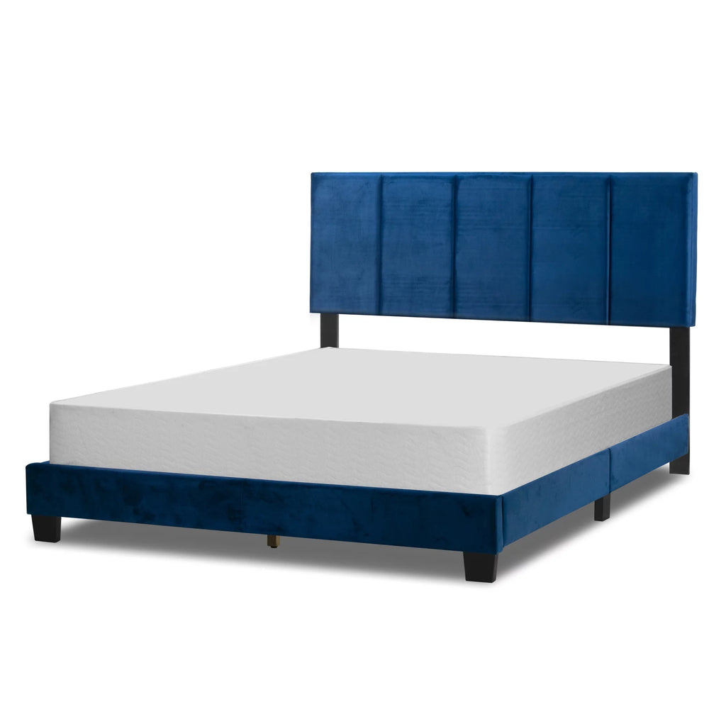 Blue Fabric Queen Bed W99983