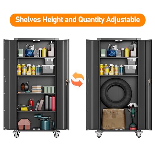 71" Tall Metal Storage Cabinet with 5 Tier Shelves and Locking Doors R733