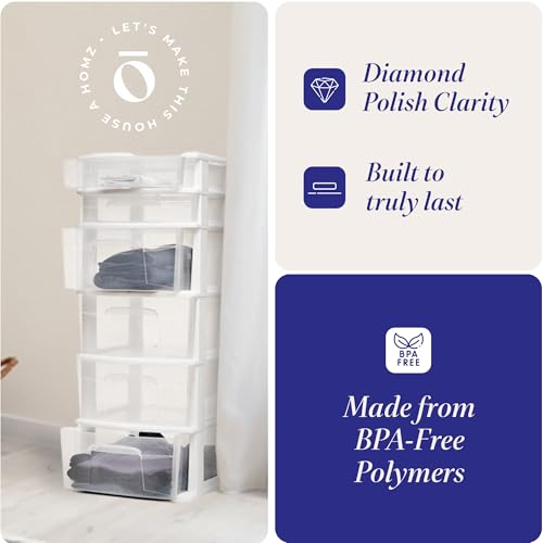 White 6-Tier Clear Plastic Storage Drawer Tower S451264