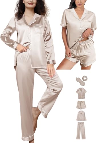 6Pcs Silk Satin Pajamas Set Z7669