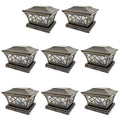 8 Pack Bronze Solar Post Light Frosted Lens SMD LED Square V628