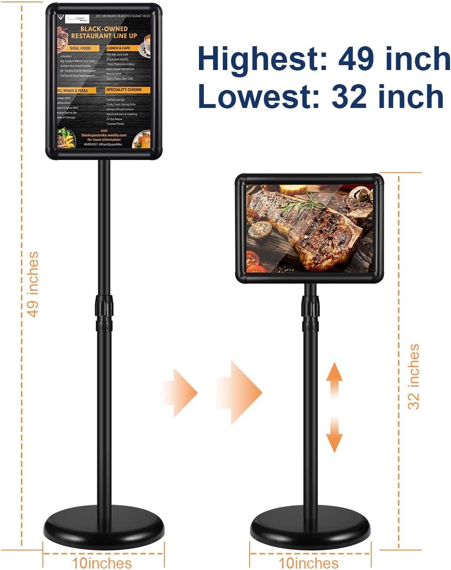 2 Pack Adjustable Sign Stand 8.5x11 Inch Black P668