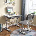 Grey Height Adjustable Kids Desk and Chair Set with Tilt Desktop and Storage Drawer Z91790