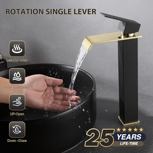 Black and Gold Single-Handle Bathroom Sink Faucet Z573317
