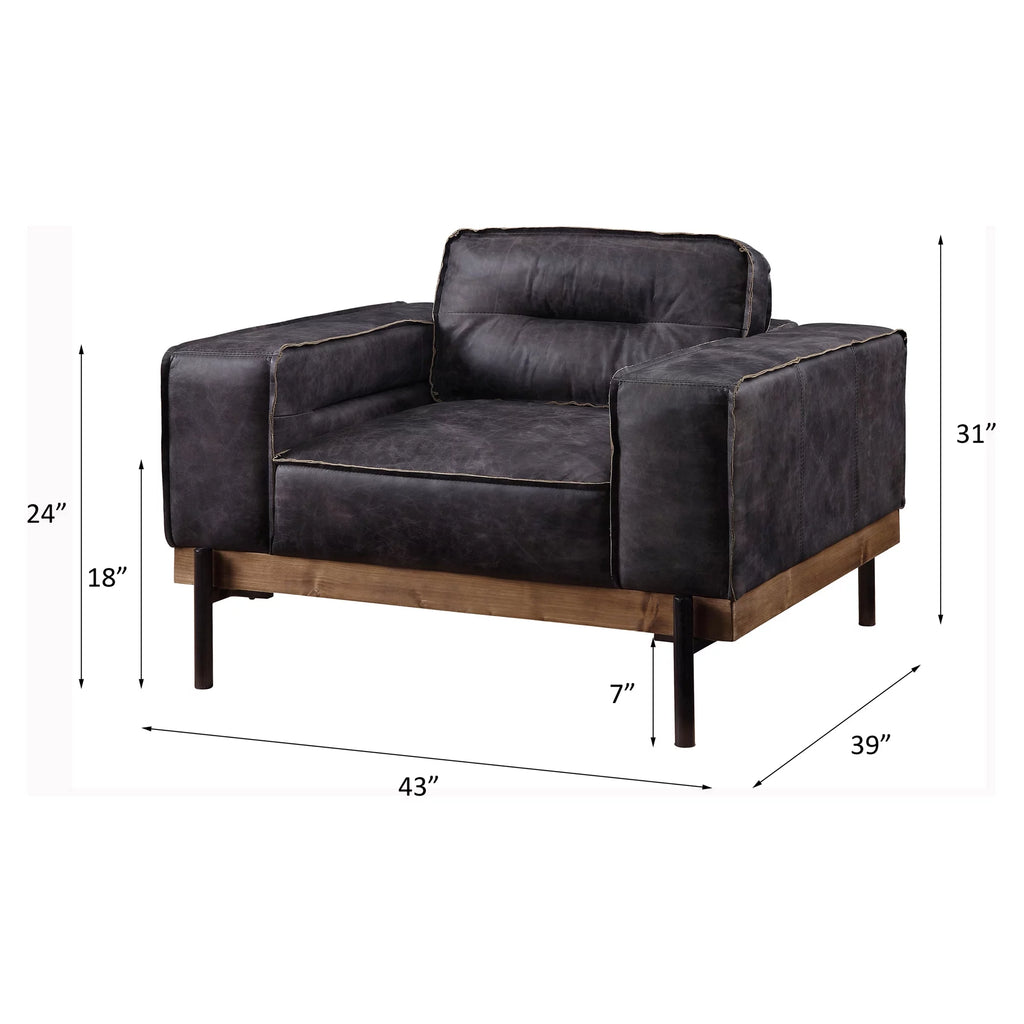 Square Arm Tufted Accent Chair in Antique Ebony P476768