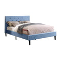 Blue Fabric Button Tufted Full Platform Bed L257017