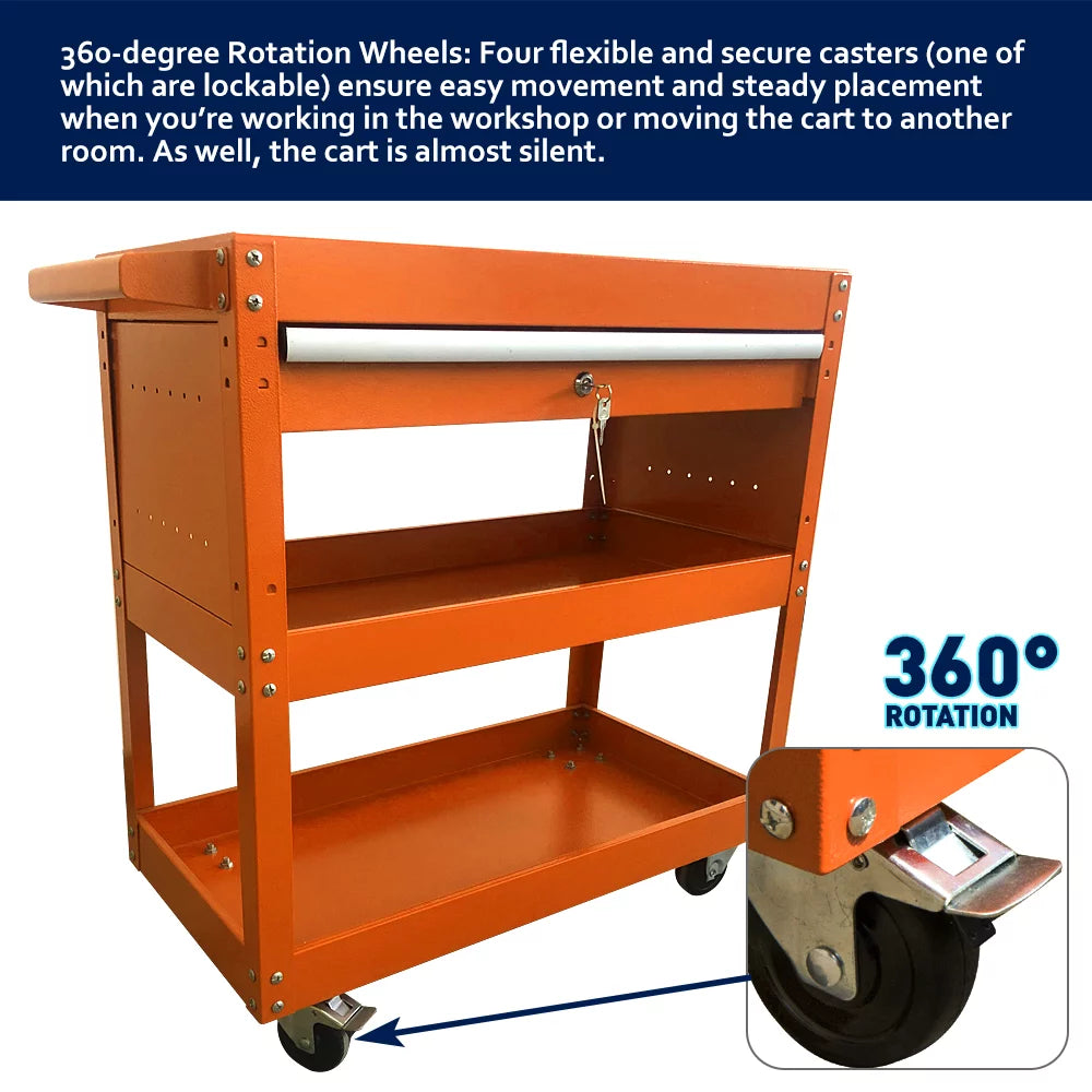 Black 4-Wheel Rolling Tool Cart M820692