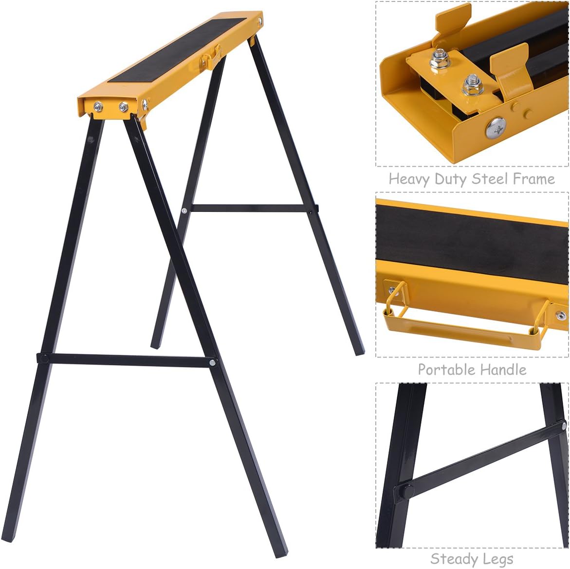 Heavy Duty Folding Sawhorse Pair, 275 lb Weight Capacity Each T6070