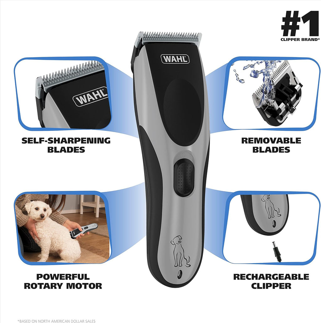 Rechargeable Dog Grooming Kit, Silver, 10 Piece Set H288061