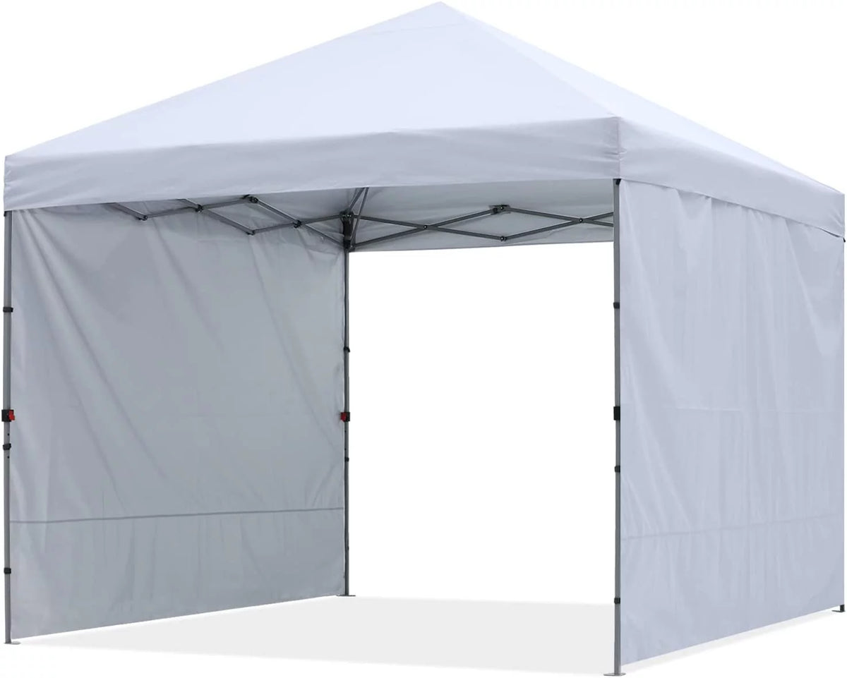 10ft x 10ft Pop up Canopy Tent with 2 Side Walls, White N751650