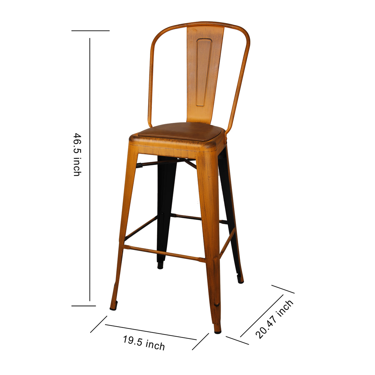 30 inch High Back Bar Stools Set of 6 Vegan Leather Seat W547