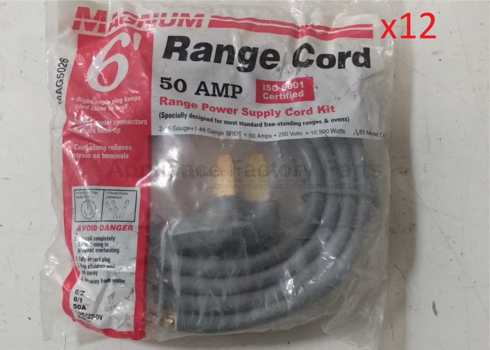 12 Pack 6 ft 3 Wire 50 Amp Range Cord L562