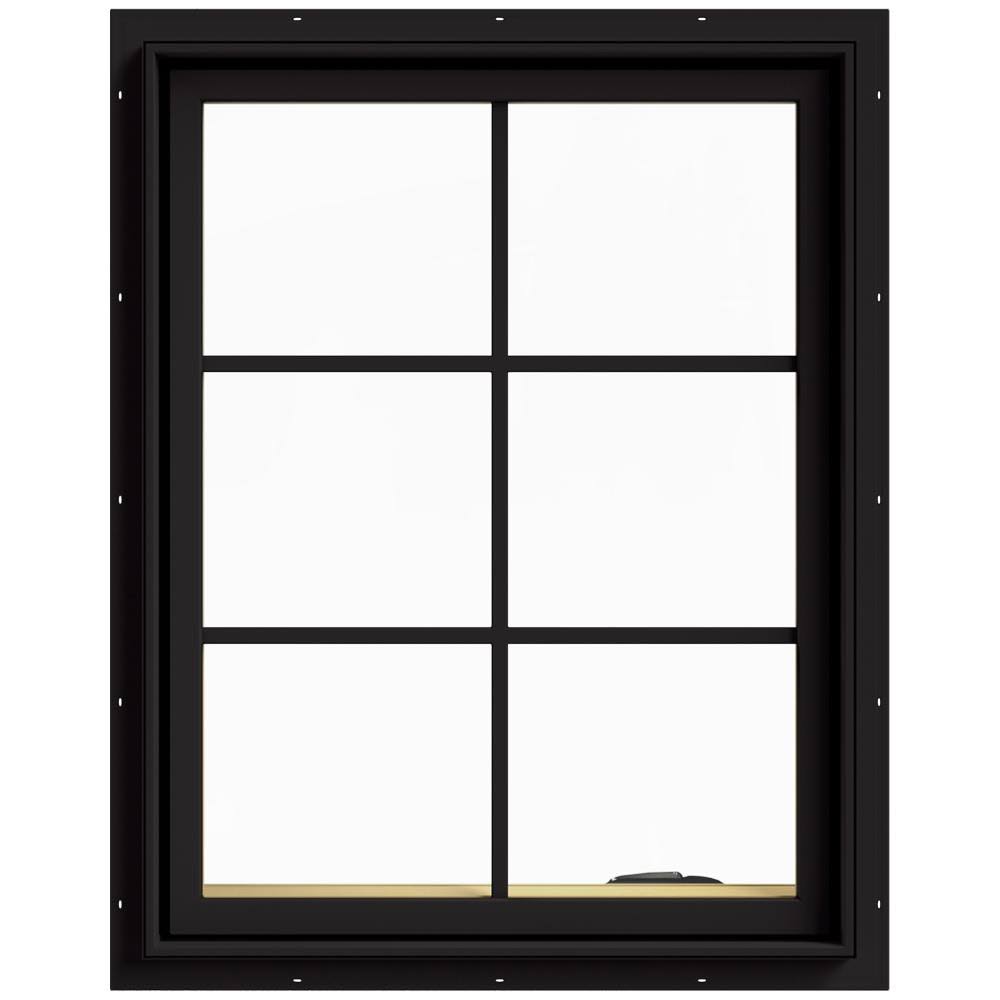 Black Clad Wood Right-Handed Casement Window with Colonial Grids O56595
