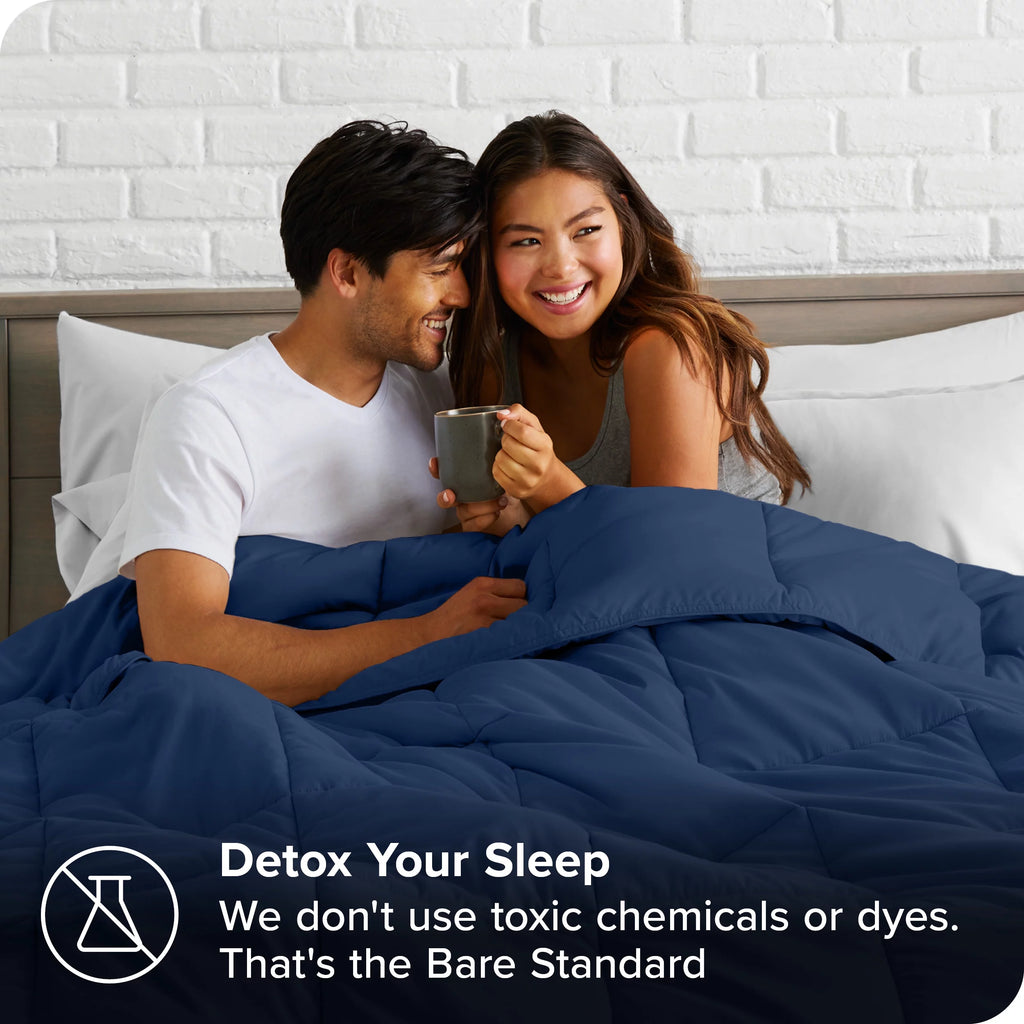 Queen Dark Blue Down Alternative Comforter Set T678