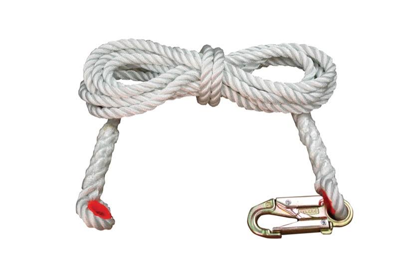 Nylon 3-Strand Rope Lifeline with Snaphook and Thimble, 5/8x22 Diameter x 75 Length E800503