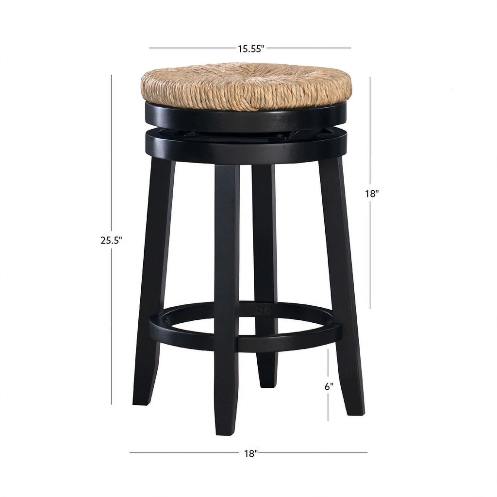 Black Wood Swivel Counter Stool Set of 2 Q78677