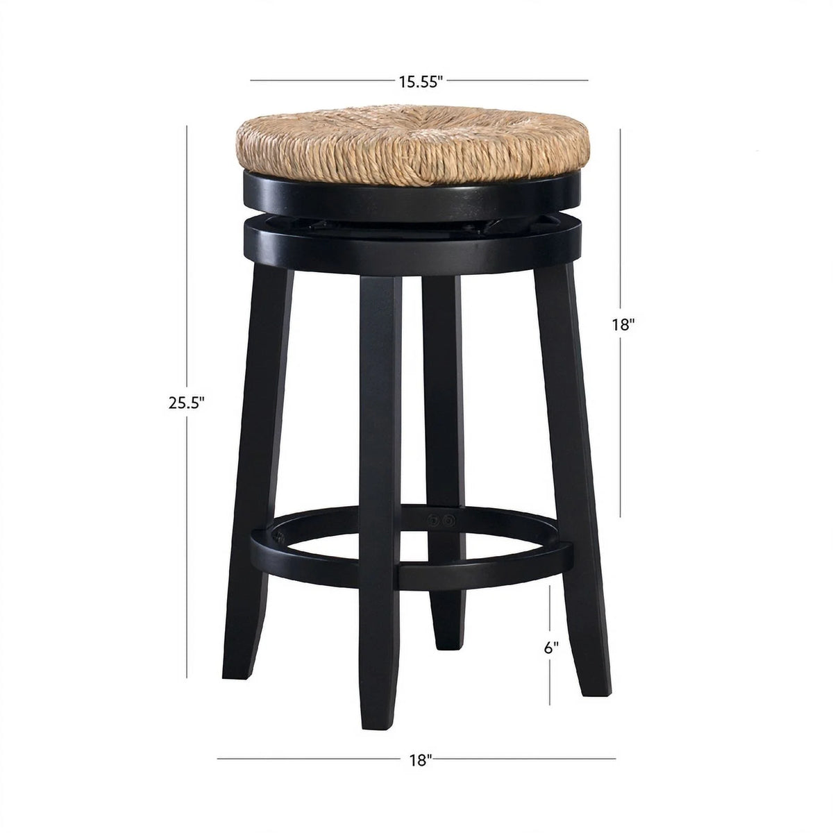 Black Wood Swivel Counter Stool Set of 2 Q78677