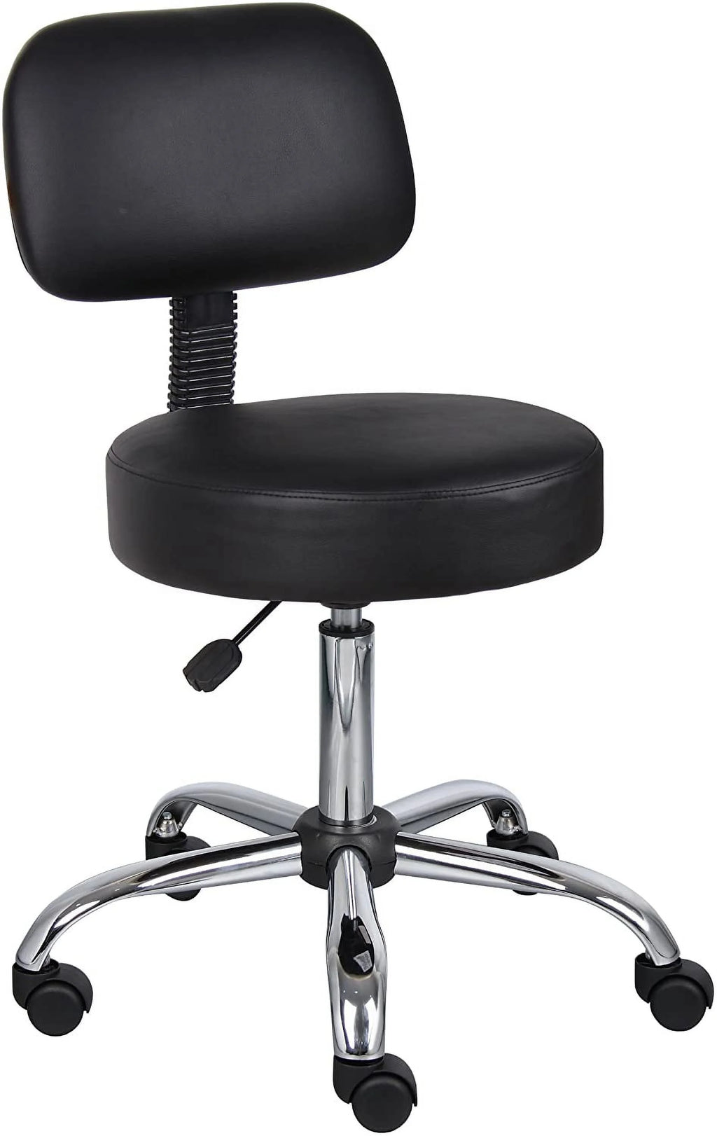 Black Vinyl Stool with Back Cushion G168211