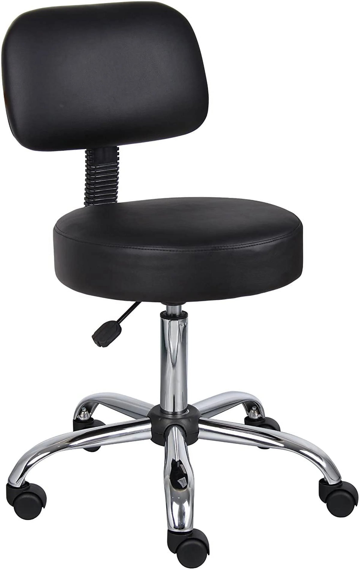 Black Vinyl Stool with Back Cushion G168211