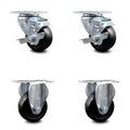 Hard Rubber Caster Set of 4 with 3.5x22 Wheels I4387