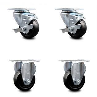Hard Rubber Caster Set of 4 with 3.5x22 Wheels I4387