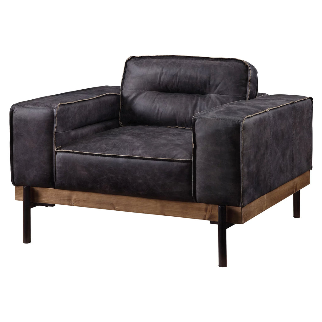 Square Arm Tufted Accent Chair in Antique Ebony P476768
