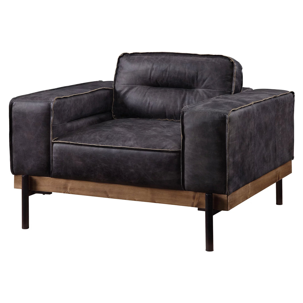 Square Arm Tufted Accent Chair in Antique Ebony P476768