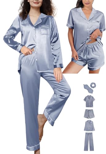6Pcs Silk Satin Pajamas Set Z7669