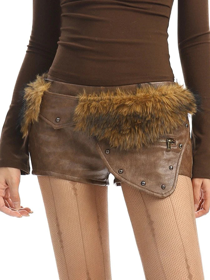 PU Leather Low-Rise Shorts P52006