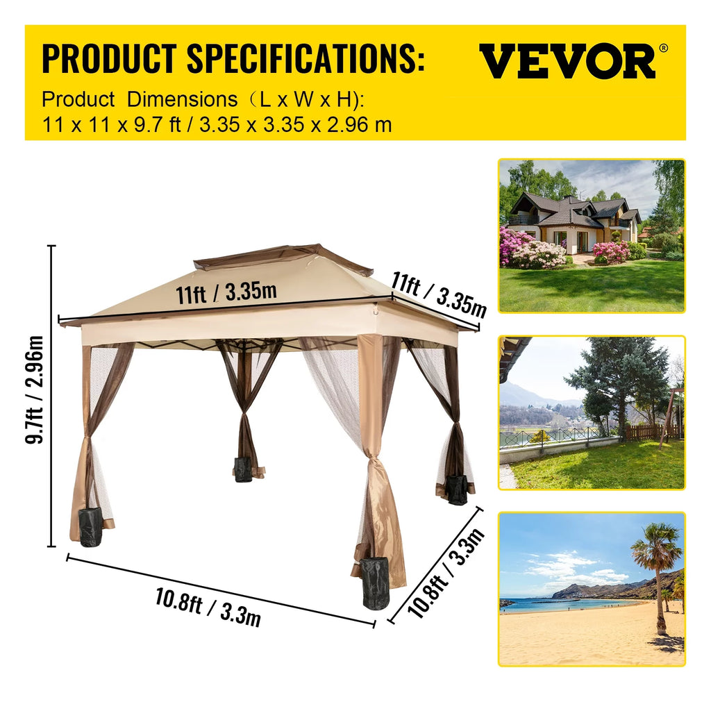 10x10ft Outdoor Canopy Gazebo with Netting I288