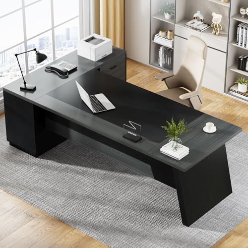 78" L-Shaped Desk with Drawers and File Cabinet A5068