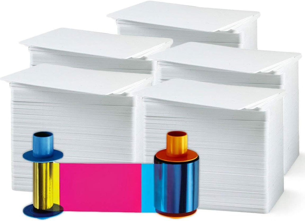 Magicard MA300YMCKO Color Ribbon - YMCKO - 300 Prints with Bodno Premium CR80 30 Mil Graphic Quality PVC Cards - Qty 300 I177