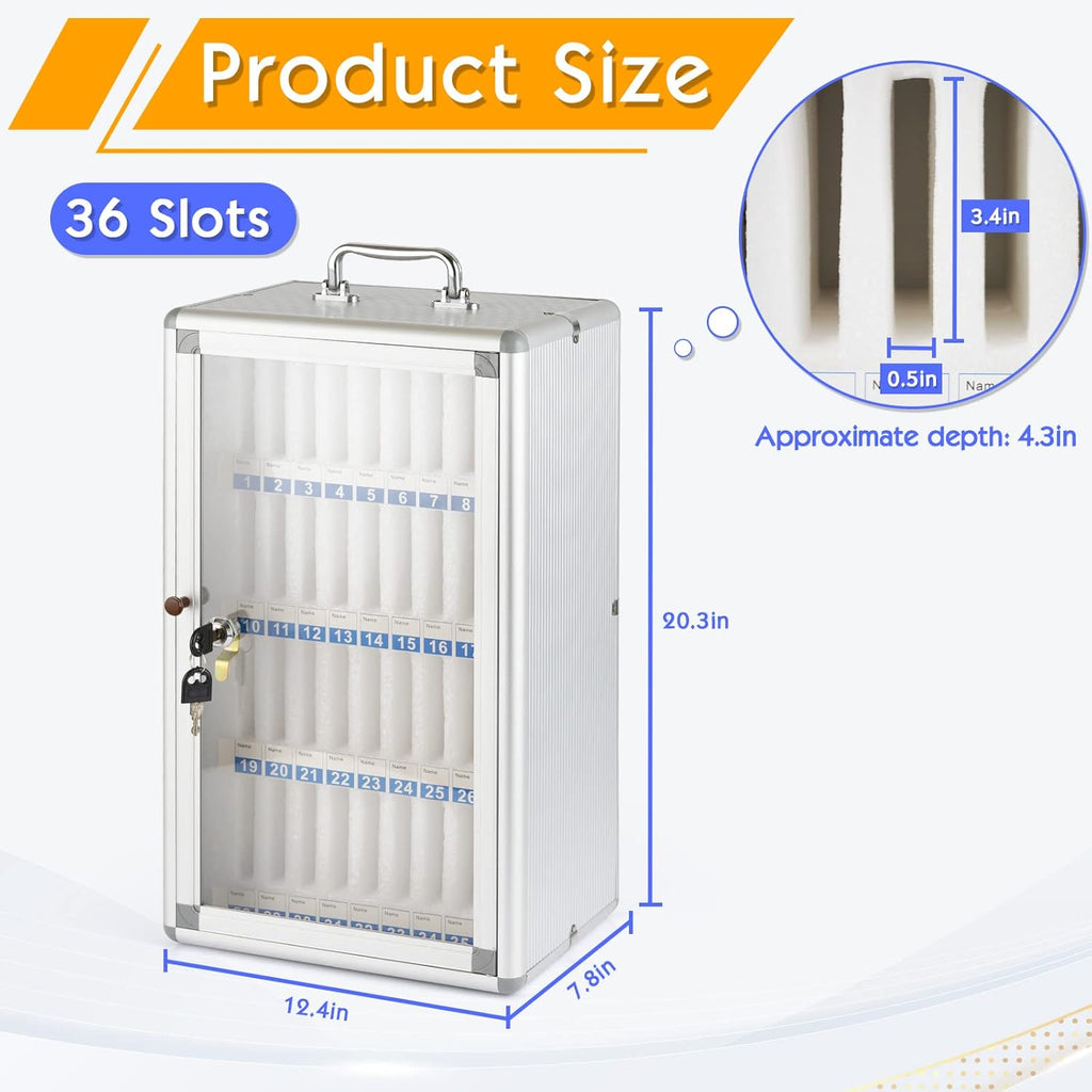 36 Slots Aluminum Alloy Pocket Chart Storage Cabinet Q73583